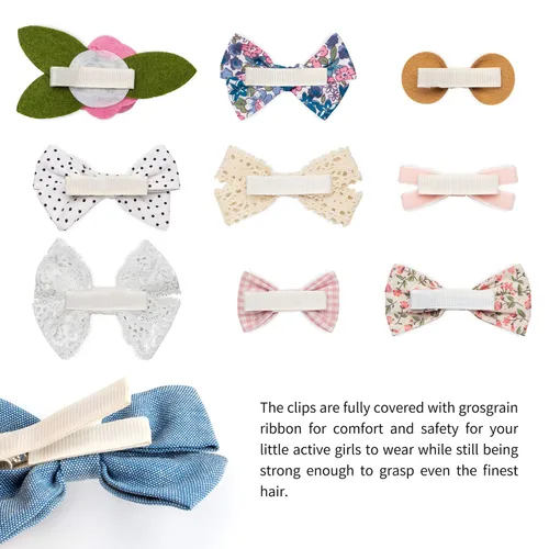 Miniatura 2 de Pinzas para el pelo para bebé, paquete de 10 pasadores totalmente forrados, accesorios para el cabello para niñas pequeñas, niños pequeños