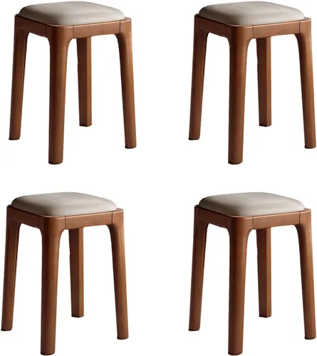 Miniatura 24 de Wooden Dining Chairs Backless,Kitchen Chairs Stool Stackable,Dining Room Chair with PU Leather Cushion,Square Living Room Chair for Kitchen, Dining