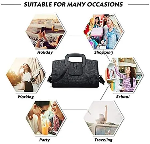 Miniatura 6 de Goclothod Bolso de mano con asa superior para mujer estilo vintage con solapa bandolera