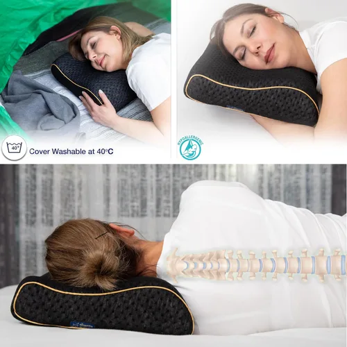Miniatura 6 de alkamto Almohada de espuma viscoelástica cómoda para viajes y campamentos, bolsa portátil fácil de llevar, funda de almohada con regulación