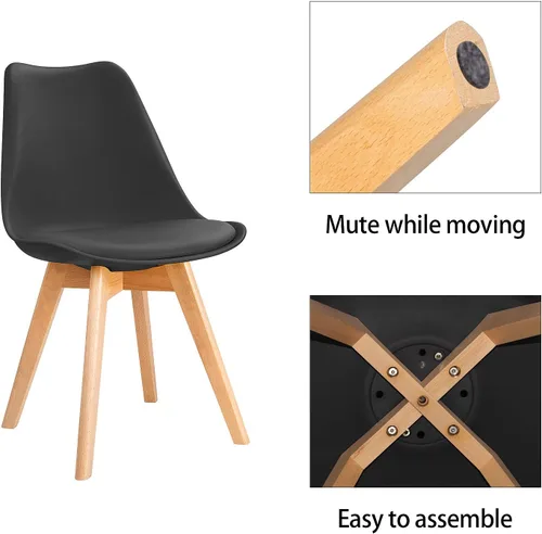 Miniatura 7 de Furniwell Sillas de comedor DSW modernas de mediados de siglo, sillas de cocina laterales tapizadas con patas de madera y cojín acolchado suave
