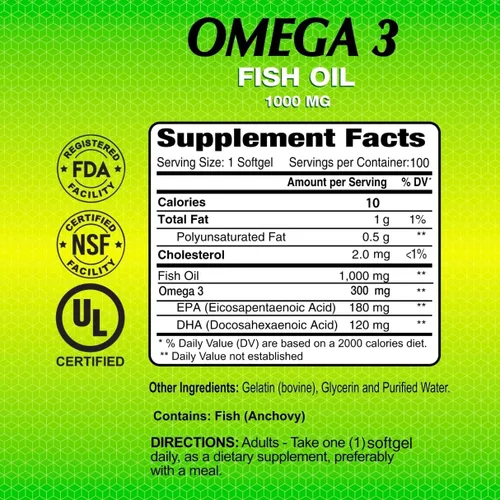 Miniatura 4 de ALFA VITAMINS Suplemento de aceite de pescado Omega 3 de 1000 mg, apoya la salud cardíaca, la función cerebral, la movilidad articular