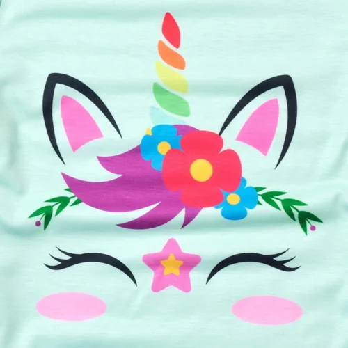 Miniatura 4 de QPANCY Pijamas a juego para niñas y muñecas de unicornio ropa de dormir de algodón de verano
