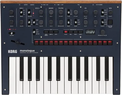 Korg monologue - Sintetizador analógico monofónico con secuenciador de 16 pasos y osciloscopio OLED, color azul