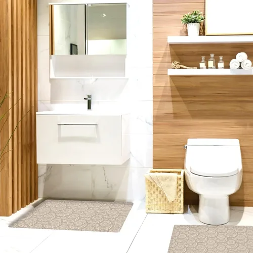 Miniatura 4 de Alfombra de baño de 20 x 16 pulgadas de microfibra sin deslizamiento Color Latte Design 1 S