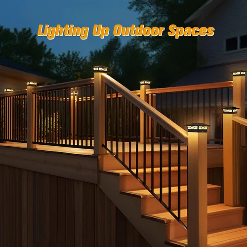 Miniatura 6 de Luces Solares para Tapas de Postes Exteriores Paquete de 4, Impermeables, Alimentadas por Energía Solar, Luces para Postes de Terraza y Valla