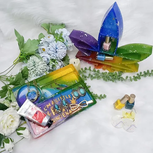 Miniatura 3 de Kit de fundición epoxi de resina de hojas y bandeja de mantenimiento de moldes de silicona