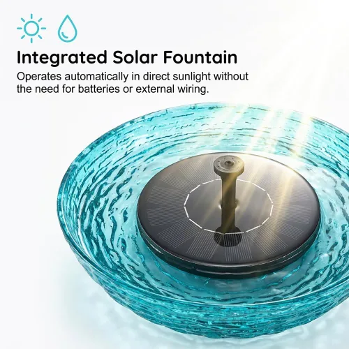 Miniatura 5 de Fuente de baño colgante para pájaros en cascada solar, fuente de agua al aire libre en cascada con agua que fluye, bañera colgante para pájaros