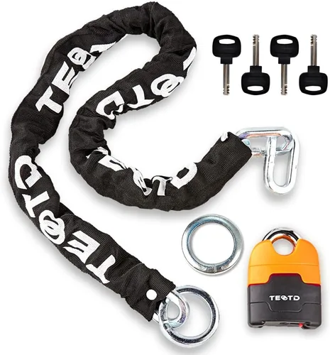 Miniatura 10 de Candado de cadena antirrobo de alta resistencia para motocicleta, 3 pies de largo, cadena de 0.394 in de grosor con cerradura de color brillante, 4