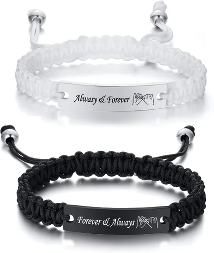 Miniatura 17 de VNOX Pulsera Personalizada Personalizable Nombre Fecha Cita Amistad Amor Pareja Pulsera Hecha a Mano Cuerda Trenzada Pulsera Regalo Aniversario