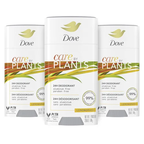 Dove Care by Plants - Desodorante en barra para una protección duradera del desodorante, desodorante sin aluminio, 2.6 onzas, 3 unidades