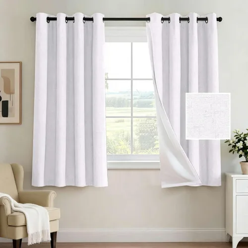 Miniatura 16 de H.VERSAILTEX - Cortina opaca 100 % de lino de 108 pulgadas de largo para dormitorio, con aislamiento térmico, lino texturizado, ahorro de energía