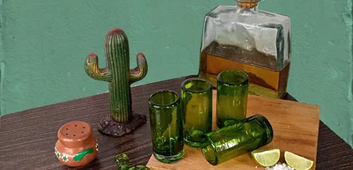 Miniatura 5 de Vasos de chupito mexicanos artesanales (juego de 4) – Verde bosque – Cristalería soplada a mano de 2 onzas – Auténtico juego de tequila de vidrio