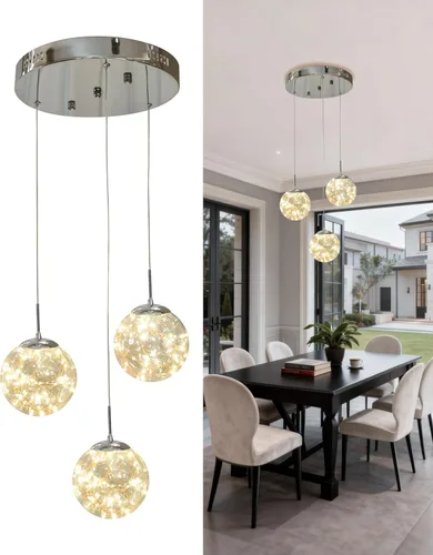 Miniatura 19 de Lámparas Colgantes Candelabros de Cristal Modernos Luminaria Colgante para Isla de Cocina Lámpara Colgante de Esfera, Candelabro Ajustable