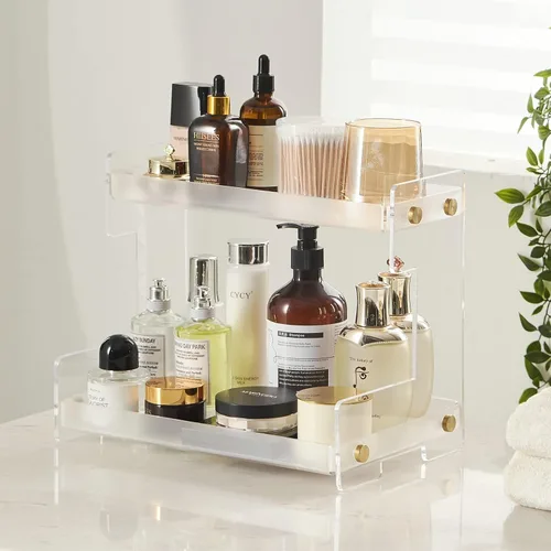 FFK - Organizador de baño de 2 niveles, organizador de encimera de baño de cocina, organizador de cosméticos, almacenamiento de encimera para baño,