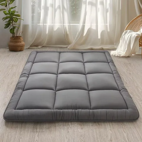 WhatsBedding Colchón de futón japonés de 3 pulgadas, colchón de tatami, plegable y portátil, tapete enrollable para dormir, tumbona para dormitorio,