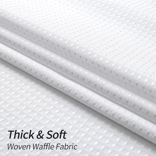 Miniatura 3 de MitoVilla Cortina de ducha blanca moderna de punto gofre, cortinas de ducha de tela pesada para decoración de baño neutra, paño de tejido gofre