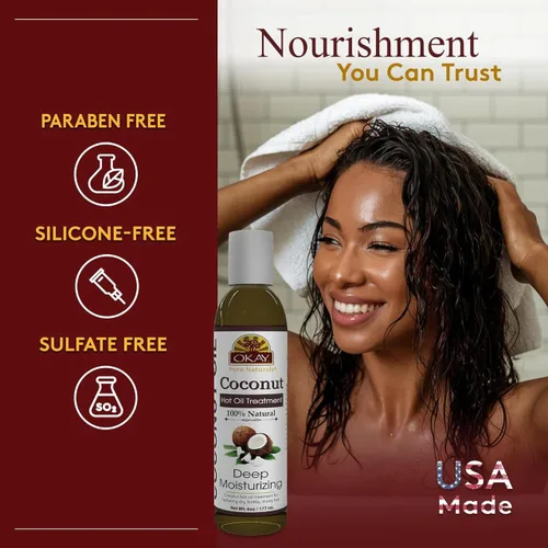 Miniatura 2 de OKAY Tratamiento de aceite caliente de coco Para todo tipo de cabello y texturas Profundamente penetrante 100% natural Libre de parabenos