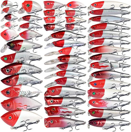 Miniatura 9 de LINGYUE Kit de señuelos de pesca de lubina, cebos duros de agua superior, cebos de pececillos, señuelo VIB, cebo de natación para lucioperca de agua