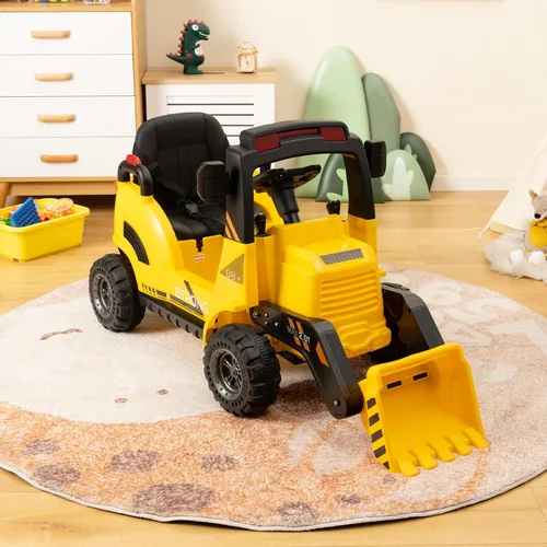 Miniatura 9 de Costzon Excavadora para Montar, Bulldozer Excavadora con Batería de 12V con Cucharón de Excavación Ajustable, Luz LED Trasera, Música, Bocina