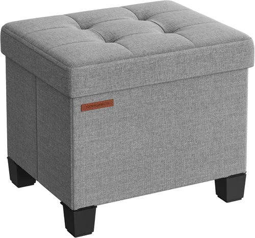 Miniatura 13 de SONGMICS Otomana de almacenamiento, reposapiés otomano pequeño con patas, taburete de pie de 12.6 x 15.8 x 13.2 pulgadas, carga de hasta 660 libras