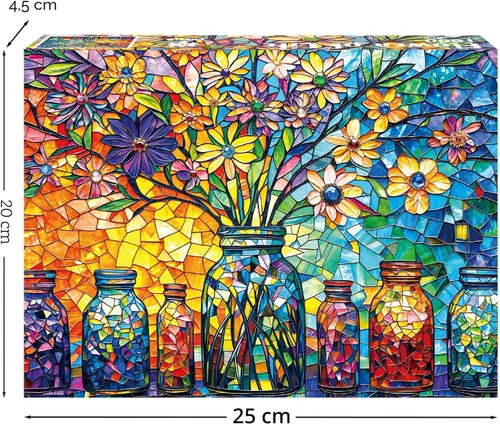 Miniatura 3 de Rompecabezas de Vidrio Manchado Flores de la Vida Rompecabezas para Adultos 1000 Piezas, Rompecabezas para Adultos, Juego Desafiante para Adultos