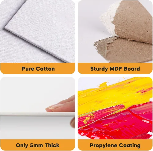 Miniatura 3 de CONDA Tablero de lienzo de 8 x 10 pulgadas, paquete de 24 lienzos para pintar, lienzo 100% algodón para dibujar, sin ácidos, imprimado con gesso