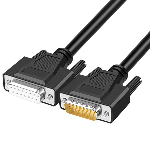 Miniatura 8 de Cable de extensión serie DB15 RS232 de 10 pies 28AWG DB15 de 15 pines, hembra a hembra, conector chapado en oro de 15 pines recto a través del cable