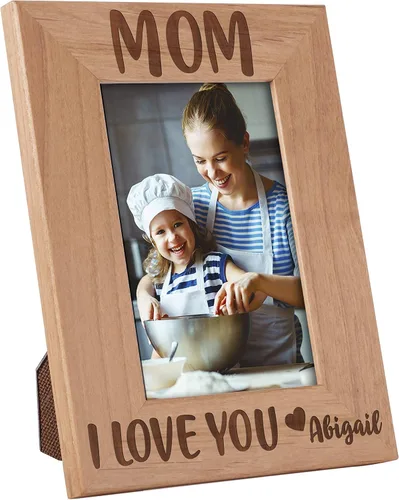 Miniatura 4 de Marco de fotos personalizado para regalos de mamá de hija e hijo, 4 x 6, 5 x 7, 8 x 10, mamá y yo, marco de fotos de madera de aliso personalizado