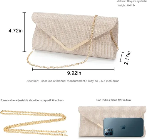 Miniatura 4 de Bolsos de mano brillantes para mujer, bolso de noche para mujer, bolso de mano para mujer, bolso de mano para fiesta, graduación, boda