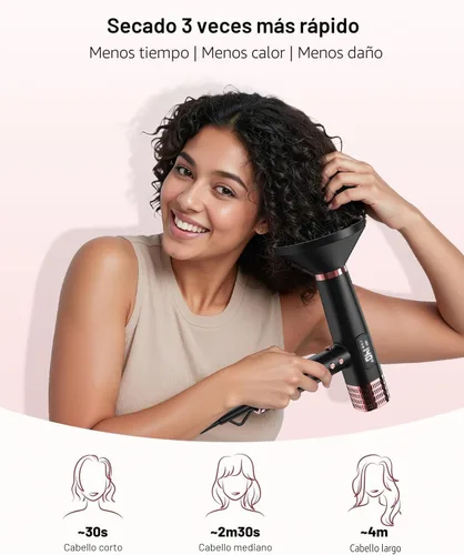 Miniatura 3 de MESCOMB Secador de pelo de viaje con difusor, 1875 W de doble voltaje iónico, secado rápido y control de encrespamiento para cabello grueso/rizado