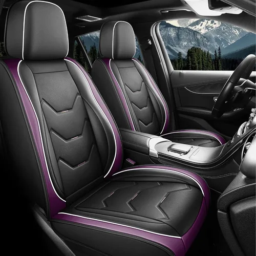 Miniatura 13 de otoez Juego completo de fundas universales de cuero para asiento de automóvil, 5 asientos, compatible con la mayoría de Honda, Toyota, Chevy Ford