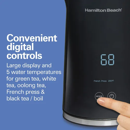 Miniatura 4 de Hamilton Beach Hervidor de té eléctrico con control de temperatura digital y molinillo de café eléctrico para granos
