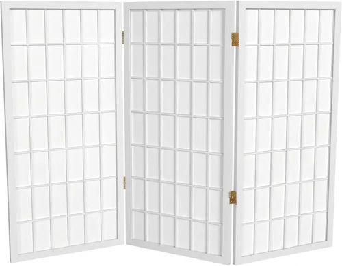 Biombo portátil simple de 3 pies Biombo Shoji para dividir una cuarto, clásico diseño japonés, 4 tamaños y 6 colores, Madera, Blanco