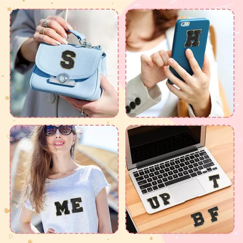 Miniatura 6 de Morcheiong 26 parches de letras de felpilla autoadhesivas de la A a la Z, letras de felpilla para ropa, tela, zapatos y bolsas (negro)