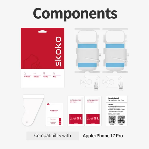 Miniatura 7 de Skoko [4 piezas en 2 paquetes] Película protectora de cuerpo completo con respaldo mate y borde lateral delgado alrededor de la cubierta para iPhone