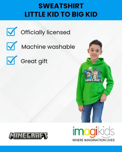 Miniatura 4 de Minecraft Sudadera con capucha de forro polar para niños pequeños a niños grandes (4-18-20)