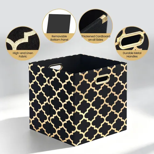 Miniatura 3 de Posprica Contenedores de almacenamiento, cubos de almacenamiento, 11 × 11 cajones de tela organizadores, cajas de contenedores