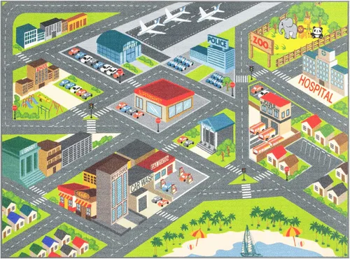 Miniatura 12 de KC Cubs 8x10 Mapa de Estados Unidos de EE. UU. Alfombra de Coches de Juguete para Carretera – Alfombra de Juego Educativa para Niños, Pequeñines