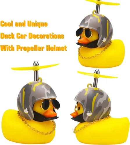 Miniatura 3 de wonuu Decoraciones de pato de goma para automóvil, lindos adornos de pato amarillo para tablero de instrumentos con hélice Desierto