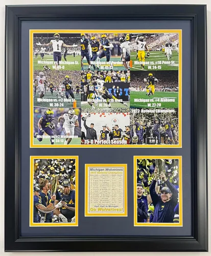 Miniatura 6 de Fútbol de Michigan Campeones Nacionales del CFP 2023 Collages de Fotos Enmarcadas con Doble Mate (30 cm x 38 cm, Mosaico)