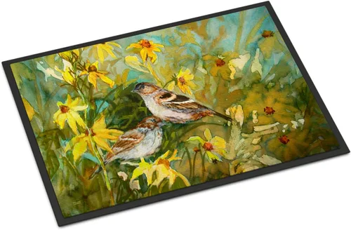Caroline's Treasures PJC1111MAT - Felpudo de puerta delantera de gorriones en el campo, 18 x 27 pulgadas, para interiores y exteriores, para