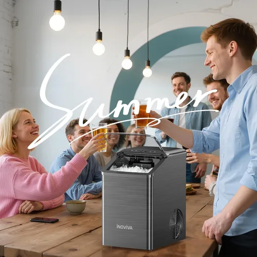 Miniatura 7 de inoviva Nugget Ice Maker - Máquina de hielo de pellets masticables suaves de 40 libras/24 horas con autolimpieza, máquina de hielo sónico