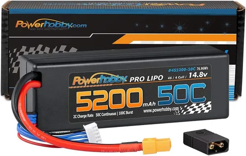Miniatura 2 de Powerhobby 4s 5200mah 50c Lipo Battery W XT60 Plug Estuche rígido + adaptador