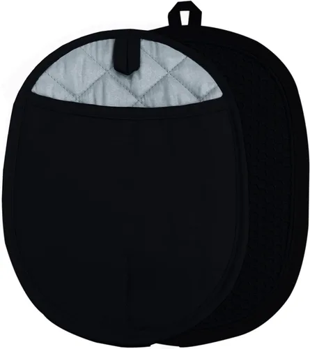 Juego de 2 soportes de silicona para ollas con bolsillos, antideslizantes, acanalados, para cocina, almohadillas calientes resistentes al calor y al