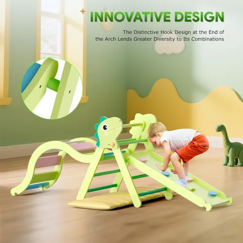 Miniatura 4 de Pikler - Juego de triángulos con cojín, juguetes de escalada 9 en 1 para niños pequeños en el interior, juguetes de escalada de madera plegables