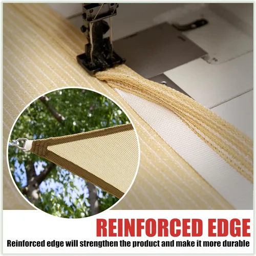 Miniatura 5 de ColourTree Toldo Vela Triangular de Sombra Solar de 8' x 8' x 8' Beige CTSLT8 - Tela de Malla de Toldo con Bloqueo UV UPF50 - Uso Comercial