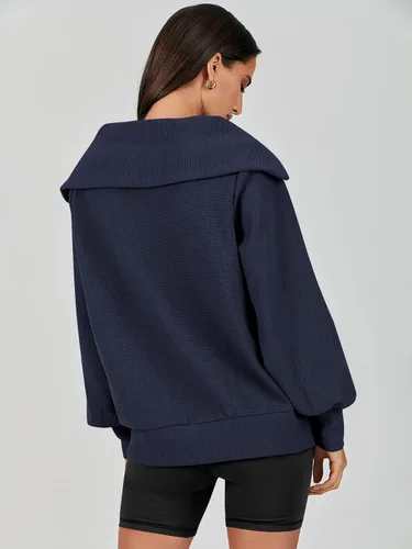 Miniatura 3 de ANRABESS Sudadera de manga larga con cremallera de un cuarto para mujer, sudadera de manga larga con media cremallera, moda 2024