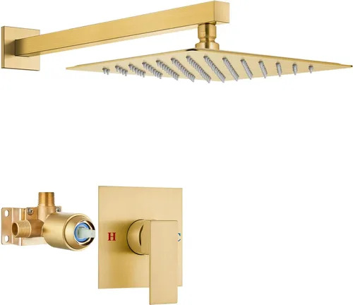 Miniatura 18 de Airuida Juego de grifo de ducha para baño, sistema de ducha de lluvia de acero inoxidable SUS304, mango único con roscas macho, válvula de Níquel