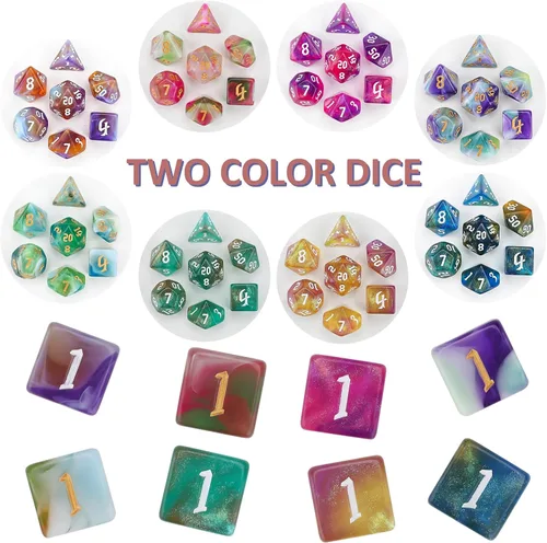 Miniatura 2 de DND - Juego de dados poliédricos de 25 x 7 (175 piezas) de dados poliédricos D&D, de tres colores, dos colores y monocromáticos para Calabozos